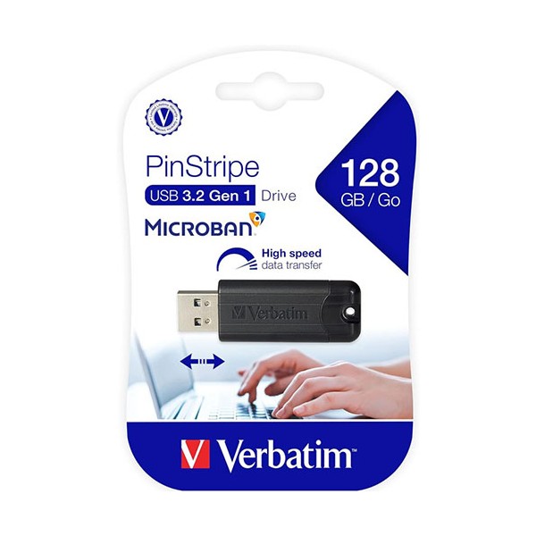 PENDRIVE Verbatim PinStripe 128GB (USB 3.2)